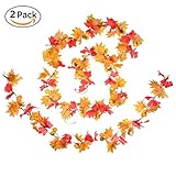 78 Artificial Maple Leaf and Pumpkins Garland-Dearhouse Decorated Maple Leaf Garland Vine with Pumpk