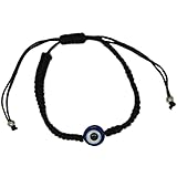 BT Weaved String Contemporary Kabbalah Bracelet with Blue Evil Eye for Protection and Blessing (Black)