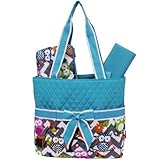 Grey & White Chevron Owl Print 3pc. Diaper Bag (Aqua) by Zebragogog [並行輸入品]