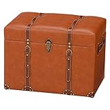 スツール アンティーク風 トランク型 収納 チェア:int-hg-4202000 (ライトブラウン)