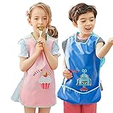 NAMIYO 新着 油が落ちるスタイ ベビー お食事用 防水エプロン ポケット付き 食事用スタイ 楽ちん着脱 離乳食 保育園用 調理実習 お食事練習 お絵描き 粘土遊び お手伝いなどに キッズ 赤ちゃ