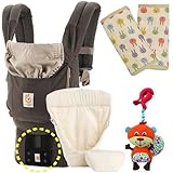 エルゴベビー抱っこ紐（ベルト付）オーガニック/ダークココア・オーガニックインサート3III【正規品2年間保証-SG認定】よだれパッド+クリップおもちゃ付