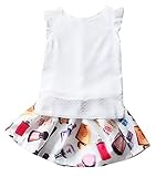 Nice Days（ナイス　ディズ）　夏女の子服　ドレス　tシャツ+スカート　2点セット　可愛い　ノースリープ　入園式 卒園式 発表会 誕生日 結婚式 (110)