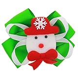 【ノーブランド品】 女性　女の子　クリスマス　サンタクロース　雪　スノーマン　ヘアピン　ヘアクリップ　ちょう結び　髪飾り　贈り物　全12パターン - パターン8