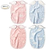 ELEMAI 汗取りパッド 4重ガーせ 4枚セット 綿100% 赤ちゃん あせとり 可愛い 天使の羽 新生児 ベビーギフト 出産祝い ベビー 男の子 女の子