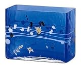 ADERIA 津軽びいどろ 花器 平角 青コバルト F-62286