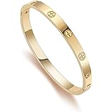 RIMRIVA Gold Bracelets for Women 14K Gold Plated Friendship Bracelets Bangle with Cubic Zirconia Stones Stainless Steel Brace