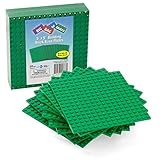 Brick Building Base Plates By SCS - Small 5"x5" Green Baseplates (10 Pack) - Tight Fit with All Majo