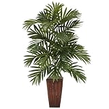 Nearly Natural 6675 Areca Palm with Bamboo Vase Decorative Silk Plant, Green by Nearly Natural