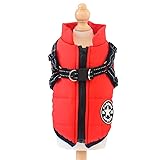 IGUGHI ふわふわ ダウンベスト風ジャケット 犬洋服 冬 裏ボア 犬服 ジャケット パーカー 袖なし ドッグウェア 防寒 防水 リードリングあり 綿服アウター お出かけ 散歩 小型犬 中型犬 大型犬… (2XL, レッド)