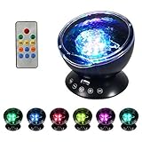 Joy ValleyリモートコントロールOcean WaveプロジェクタNightlight with内蔵音楽プレーヤーベビールームランプwithミニスピーカー[ 12 LEDビーズ、7カラフルなライ