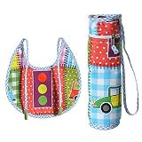 Digitally printed 300 TC Cotton Quilted Bib And Bottle Cover Set For Infant Kids-Car by ShalinIndia