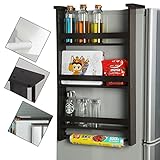 WENZHE キッチン収納りキッチンラック収納棚 壁掛け式キッチンラックワゴン 冷蔵庫ラック 多機能 木材、 2階/ 3階、 幅43.3cm、 高72 / 48cm ( 色 : ブラウン ぶらうん ,