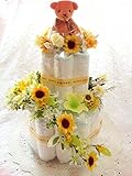 おむつケーキ　2段　出産祝い　男女兼用　人気商品　結婚祝　　Sunflower (パンパースSサイズ)