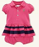 Ralph Lauren（ラルフ ローレン）ラルフ ローレンスカート付 ショート バルーン ワンピース （ピンク色・紺色）【月齢：9ヶ月】（並行輸入品） (ピンク色)