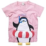 【初夏盛夏対応】 CHEEK ROOM(チイクルーム) 製品洗い加工済み42/2天竺ペンギン半袖Tシャツ 110cm/PK NO.B-480143