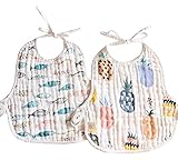 Bevalsaよだれかけ スタイ 出産祝い 360度回転 8重 2枚セット かわいい 男の子 女の子 ベビー ビブ 赤ちゃん エプロン お 食事 エプロン 100％綿製