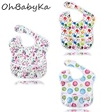 Ohbabyka3点セット スタイ よだれかけ スーパービブ お食事エプロン 防水 袖なし 保育園 お食事用防水ビブ 女の子 男の子 ベビーロンパース (SZY010513)
