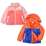 (オレンジ/95cm)ベビー服 女の子 アウター ジャケット Moujonjon ムージョンジョン 裏メッシュ 収納式フード 配色切替 刺繍 女児 ベビー