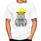 Tシャツ BOBOGOJP メンズ 服 おしゃれ 半袖 丸首 おもしろい フクロウ柄 サボテン柄 カジュアル 男の子 白tシャツ おおきいサイズ 薄手 トップス 春夏秋着 男性 プレゼント 誕生日用 