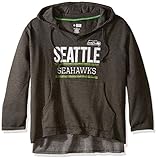 NFLシアトルシーホークスVノッチプルオーバーフードwith raggedエッジ、2 x、チャコール/ヘザー