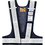 緑十字 多機能LED安全ベスト 紺/赤発光/白反射 フリーサイズ メッシュ生地 238096