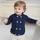 【dave&bella(デイブ・ベラ)】【秋冬/セーター】襟付きニットセーター　カーディガン　ダブルブレスト　70cm/80cm/90cm/100cm/110cm/120cm【シンプル・上品・フォーマ