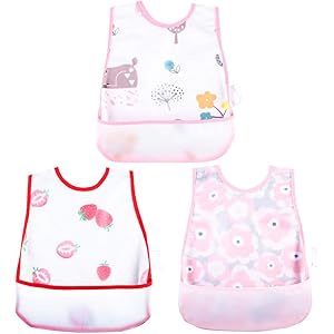 お食事エプロン 食事用エプロン ベビー 子供用 防水 軽量 立体ポケット名前入保育園用 3枚セット