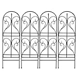 SINAPP トレリス ガーデニング フェンス 花壇 目隠し アイアン高さ 180cm SIK2121 ４枚組, ブラック