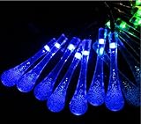 KuGi イルミネーション ソーラー LEDライトしずく形 長さ6m 30個led電球 防雨 防水IP65 室内室外 飾り ランプ ソーラー充電式 電気代不要 結婚式 学園祭 ガーデンパーティー フェ