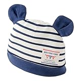 (チャックル) chuckle *ボンシュシュ*ボーダーくまみみ新生児帽子【42-44cm】 ネイビー 42-44cm P9227A-00-31