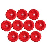 Fityle パール　花芸用品　10個入り　フラワー　ヘッド　4cm　人工メッシュ　造花　シルク　ローズ　全7種選べ - 赤