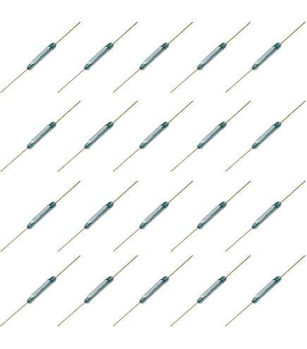 Uxcell Reed Switch - Gold Tone NO Switch With Green Glass Tube, 7mm Size For Door Sensors, Alarms