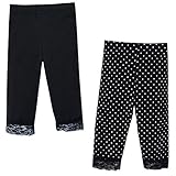 (ドット/95cm)子供服 女の子 レギンス ボトム 吸汗速乾加工 裾レース 無地 ドット 女児 ベビー