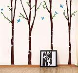 Pop Decors Removable Vinyl Art Wall Decals Mural for Nursery Room, Birch Trees by Pop Decors