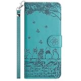 ALSDKEZI 対応 Samsung Galaxy S20 5G ケース 手帳型 可愛い 猫柄 ギャラクシー S20 5G SCG01 携帯カバー 蝶の花柄 スマホケース おしゃれ カード入れ 財布型 Galaxy S20 5G SC-51A カバー 動物柄 カード収納 スタンド機能 軽量 便利 内蔵マグネット式 ターコイズ 純色シンプルデザイン - Turquoise