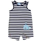 Good Lad新生児ネイビーとホワイトストライプニットOnsie Whaleアップリケ