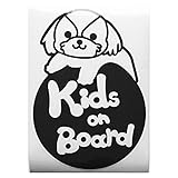 ブラック（黒） 犬 シーズー 円 Kids on board キッズオンボード ステッカー 窓ガラス用シールタイプ 車 戌 干支 動物