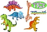 Toysmith Dinosaur Squishimals Blue, Green, Orange & Yellow Complete Gift Set Bundle - 4 Pack [並行輸入品]
