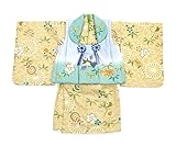 ベビー 赤ちゃん 男の子用 花うさぎ 被布セット グリーン ライトブルー イエロー 水色 白 子供用着物 着物 祝い着 誕生日 お正月 初節句 記念日 BE-2