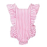 Ochine 新生児　幼児　ロンパース　女の子　ノースリーブ　綿＆布帛　ストライプ　ピンク　蝶結び　かわいい子供服　0-12月設定 カバーオール 出産祝い　4サイズ選べる (L、9-12月)