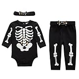 Cuteshower ハロウィン 衣装 仮装 子供 出産祝い ロンパース ベビー服 ガイコツ カバーオール 女の子 18M