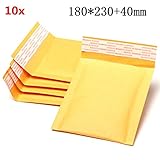 10個入り180 * 230ミリメートル40ミリメートル+バブル封筒イエロー色クラフト紙バッグメーラー封筒