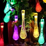 KuGi イルミネーション ソーラー LEDライト しずく形 長さ6m 30個led電球 防雨 防水IP65 室内室外 飾り ランプ ソーラー充電式 電気代不要 結婚式 学園祭 ガーデンパーティー フ