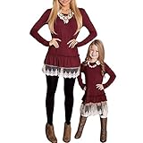 iusunファミリOutfit Clothes MomMeレディースMomベビーガールズレースフリル付き長袖ブラウストップス