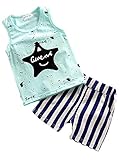 オルル (OLULU）キッズ ベビー 上下セット セットアップ タンクトップ ショートパンツ ２点セット 夏服 ベビー キッズ 100 ブルー