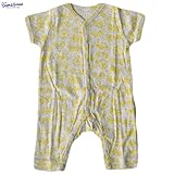 オーシャンアンドグラウンド｜ベビー肌着半袖ロンパース｜自転車柄｜イエロー