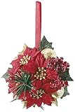 asca 造花 ポインセチアキッシングボール 直径8cm AX68623-000
