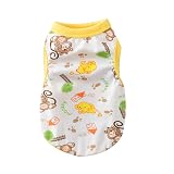 RIOSTUDIO 犬服 犬の服 春夏用 夏用 綿製パターンプリントタンクトップ 犬 服 ペットウェア ドッグウェア ペット服 Tシャツ ノースリーブ お出掛け 猫服 わんこ用 にゃんこ用 （④モンキー×イエロー,M）