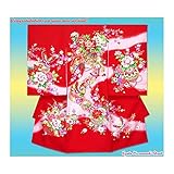 お宮参り着物 正絹 女の子のお祝い着(初着・産着)「赤、鞠と牡丹・蝶」HGU288